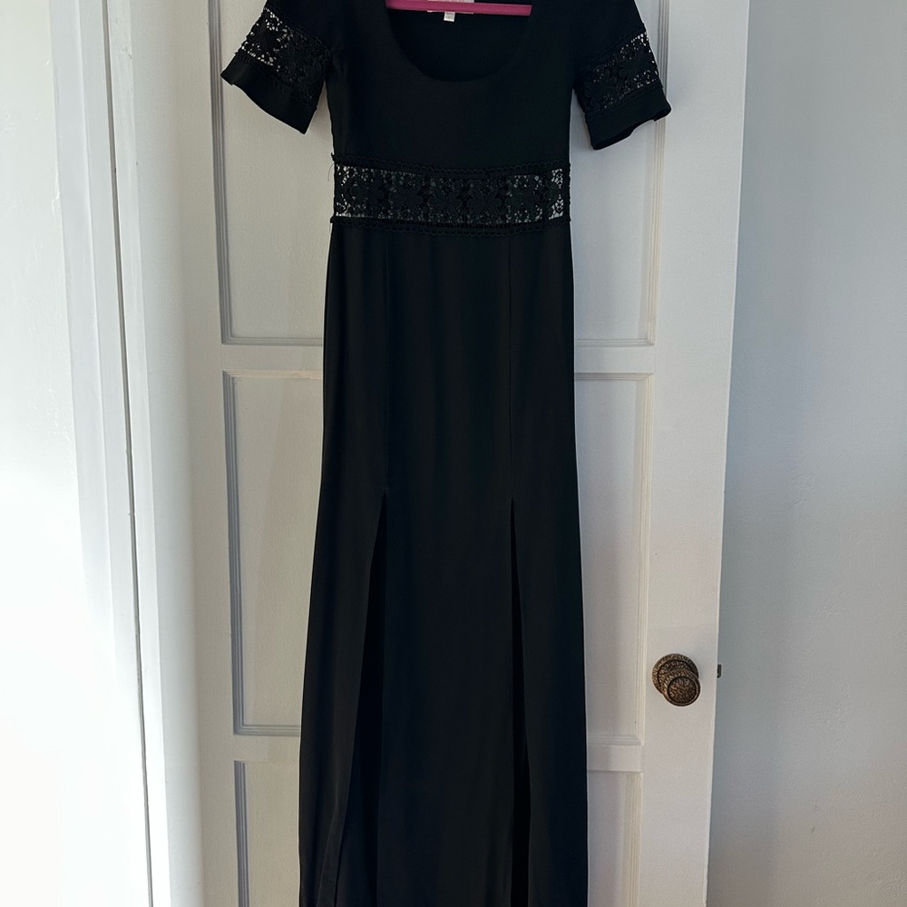 Stone Cold Fox Elegant Black Lace Trim Dress